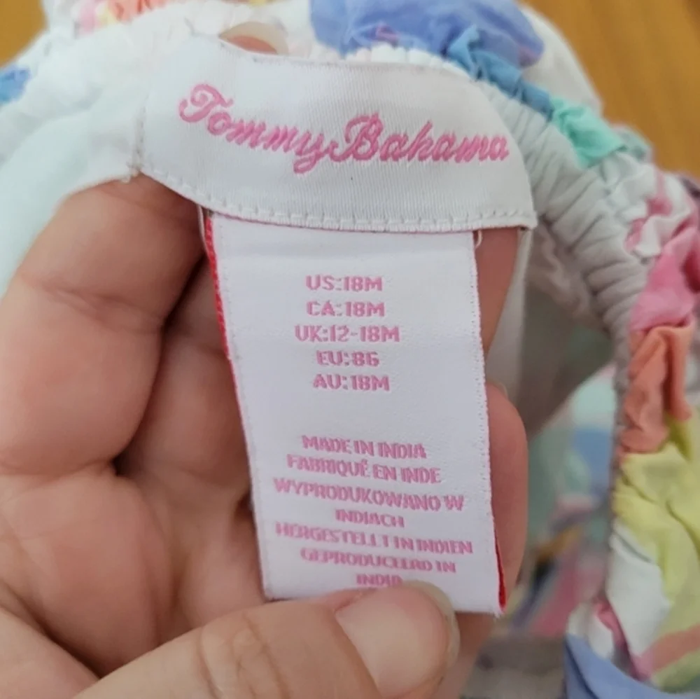 Tommy Bahama Toddler Girl Pastel‎ Plaid Summer Outfit Dress & Bloomers 18 months